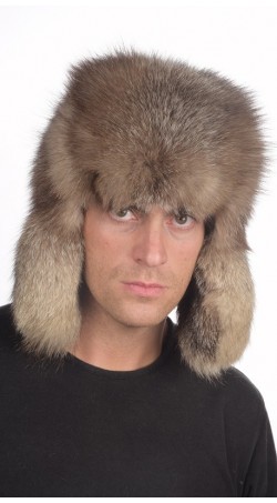 Krištolinės lapės kailio kepurė-rusiško modelio